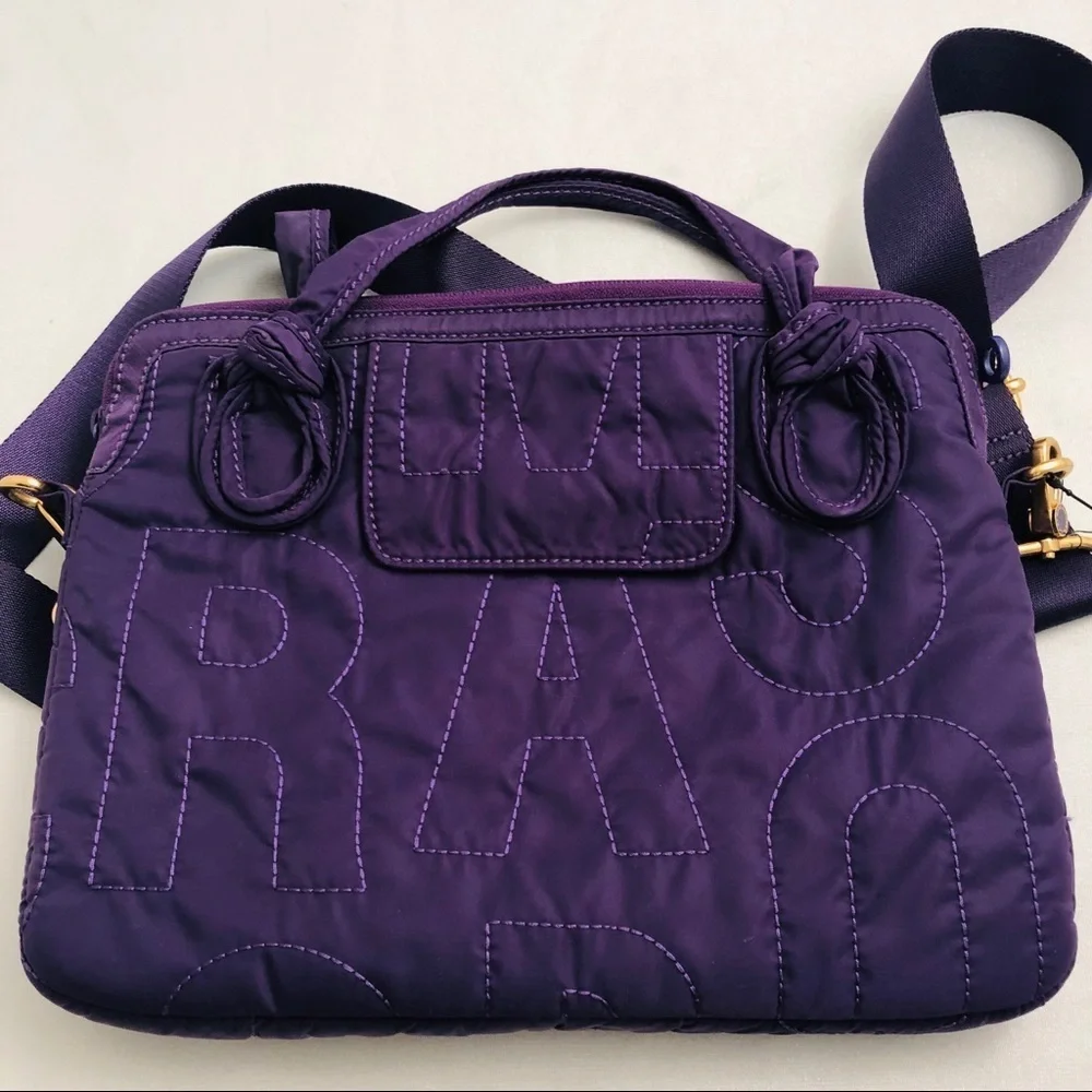 Marc by Marc Jacobs purple laptop tablet bag with adjustable removable strap